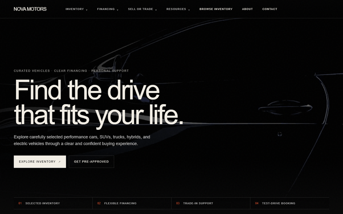 Nova Motors website template screenshot